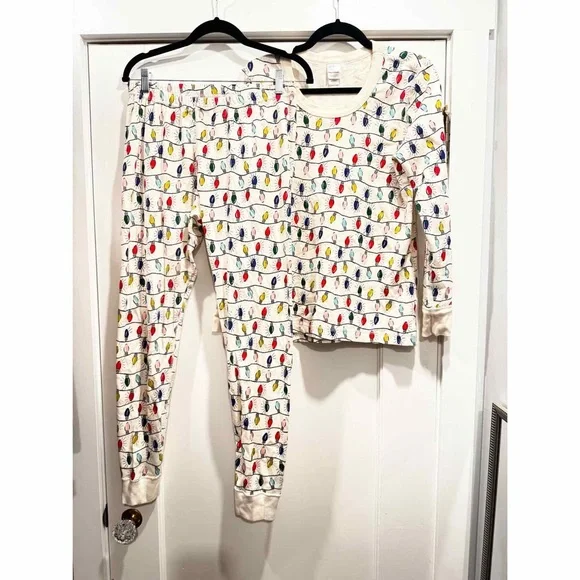 Hanna Andersson Women’s Holiday Long John Pajama Set Bright Blubs Christmas - Picture 1 of 11